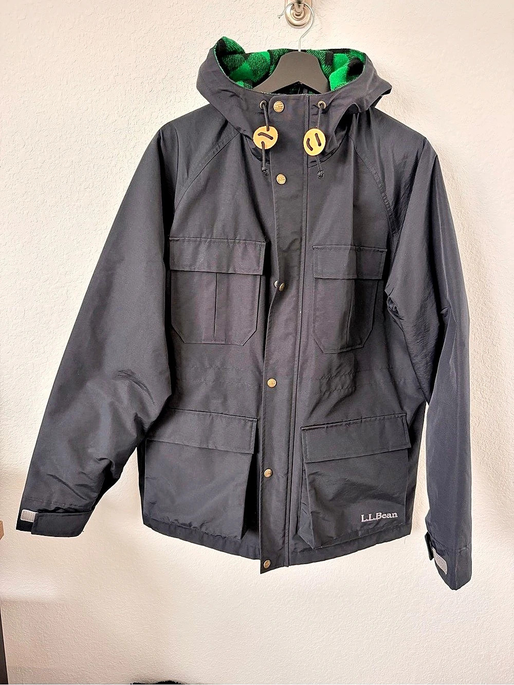 L.L.Bean Original Baxter State Parka '82 Plaid Jacket Black & Green Medium